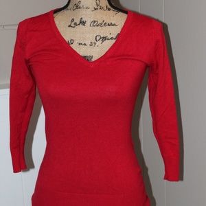 3/4 sleeve red sweater